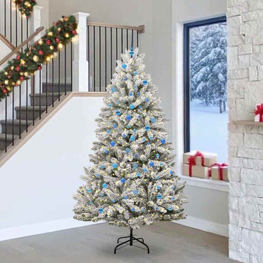 Artificial Christmas Tree 240 cm 300 LEDs Warm White Green and White Ø 120 x 240 cm with 300 LEDs&blue balls
