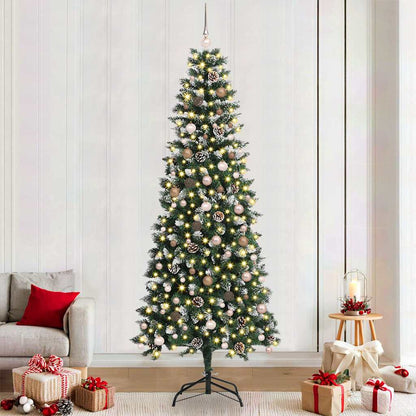 Artificial Christmas Tree Green 240 cm with LEDs &rose gold balls