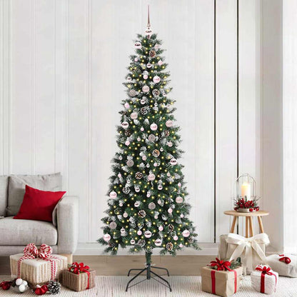 Artificial Christmas Tree Green 240 cm with LEDs &pink balls