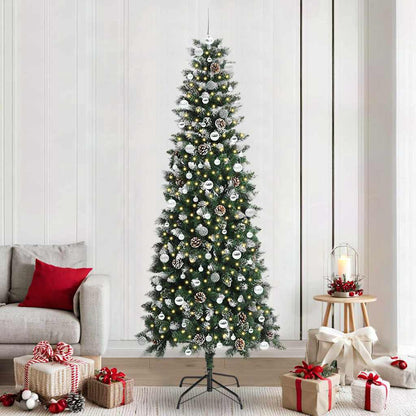 Artificial Christmas Tree Green 240 cm with LEDs &silver balls