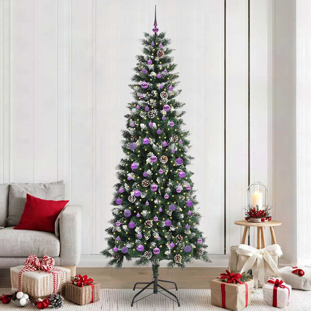 Artificial Christmas Tree Green 240 cm with LEDs &lilac balls