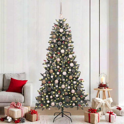 Artificial Christmas Tree Green 210 cm with LEDs &rose gold balls