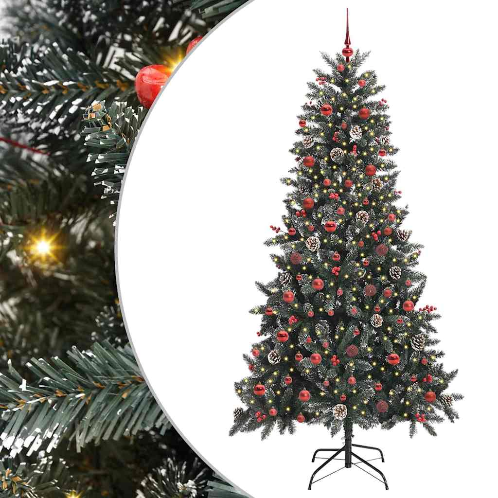 Artificial Christmas Tree Green 210 cm with LEDs &red balls