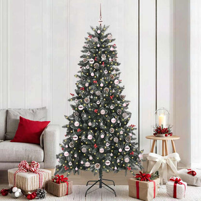 Artificial Christmas Tree Green 210 cm with LEDs &pink balls
