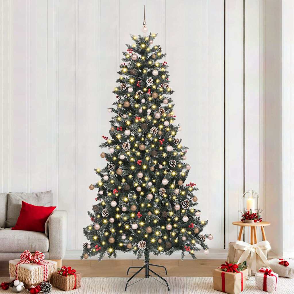 Artificial Christmas Tree Green 240 cm with LEDs &rose gold balls