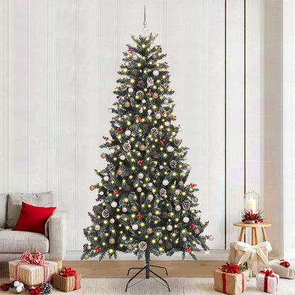 Artificial Christmas Tree Green 240 cm with LEDs &rose gold balls