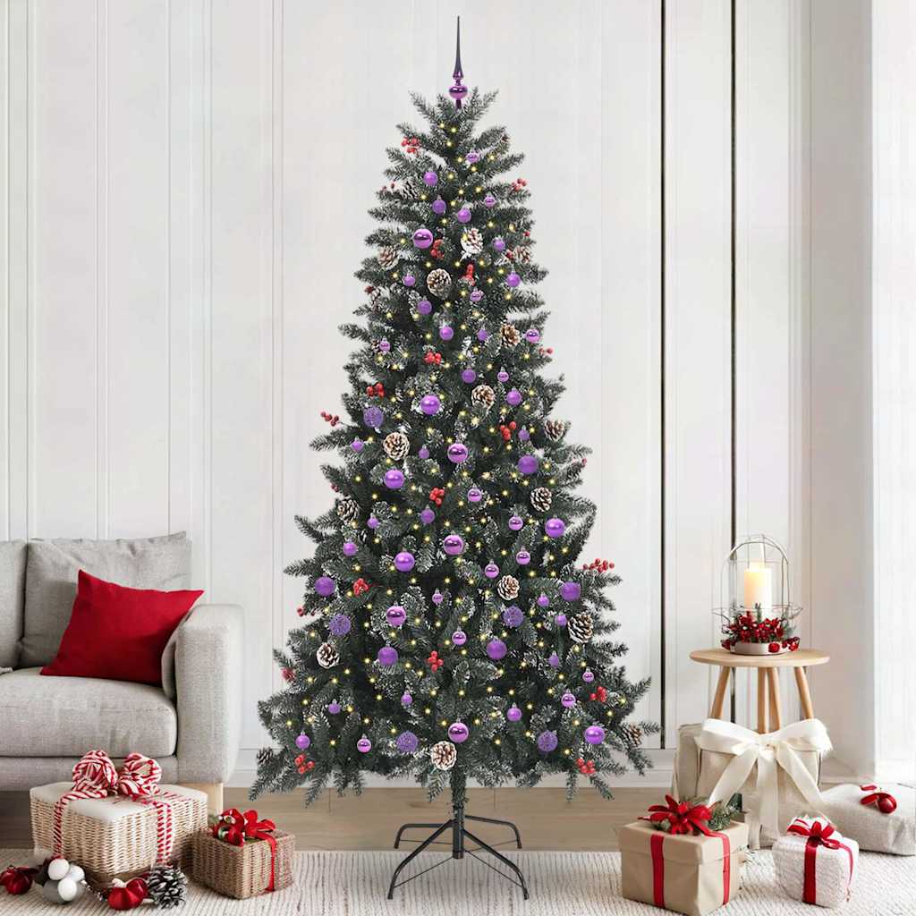 Artificial Christmas Tree Green 240 cm with LEDs &lilac balls