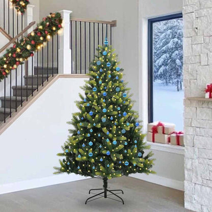 Artificial Hinged Christmas Tree 300 LEDs Green 240 cm with LEDs&blue balls