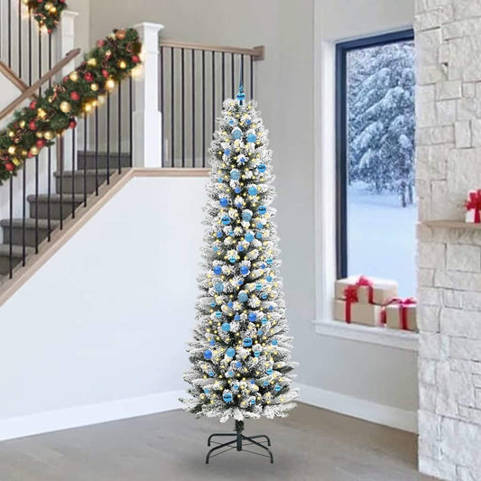 Artificial Christmas Tree White 240 cm with LEDs & blue balls