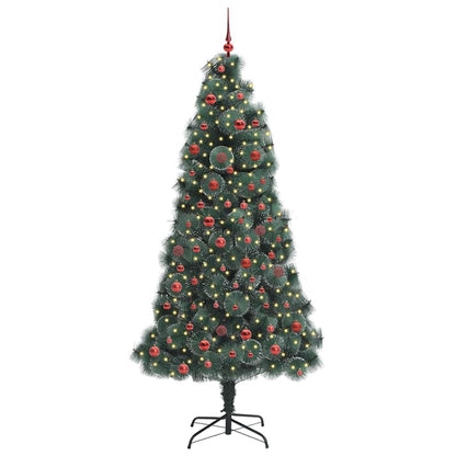 Artificial Pre-lit Christmas Tree with Ball Set Green 210 cm with LEDs &red balls