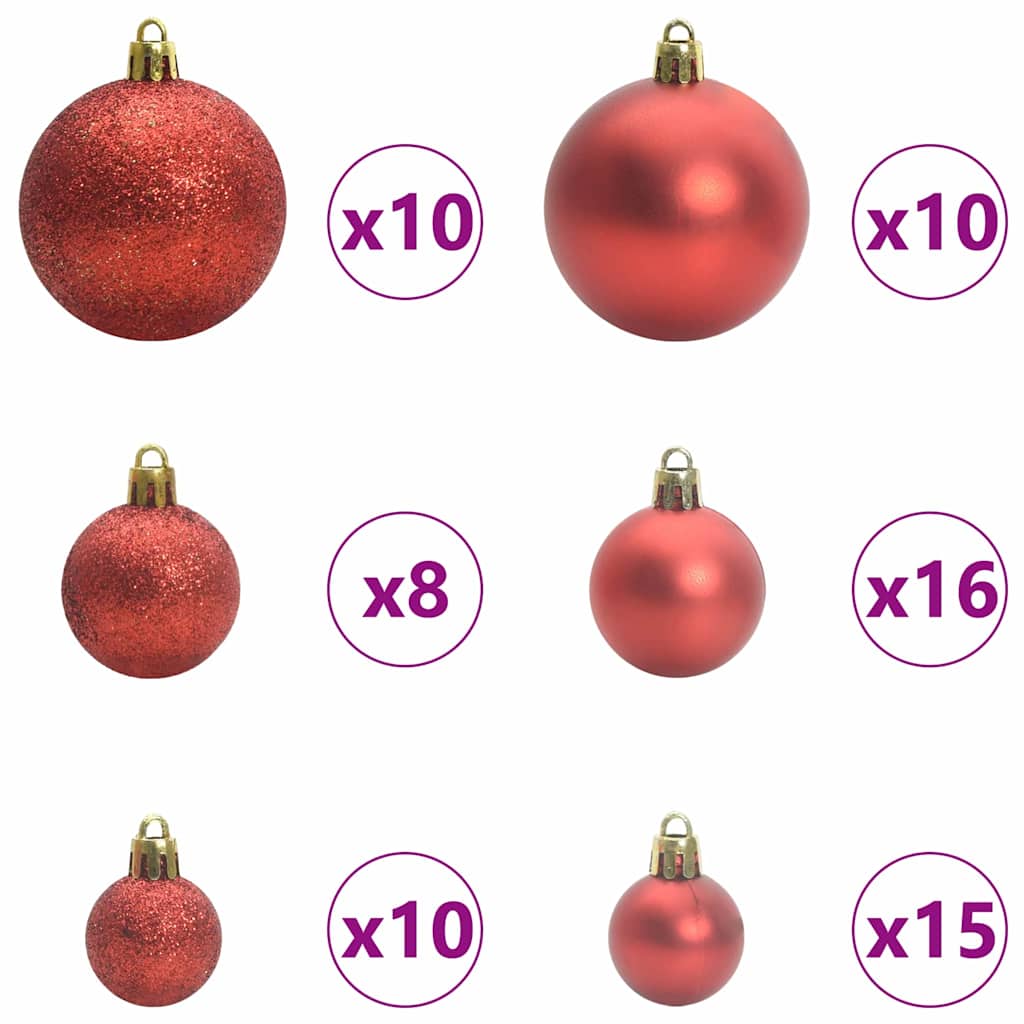 Artificial Pre-lit Christmas Tree with Ball Set Green 210 cm with LEDs &red balls