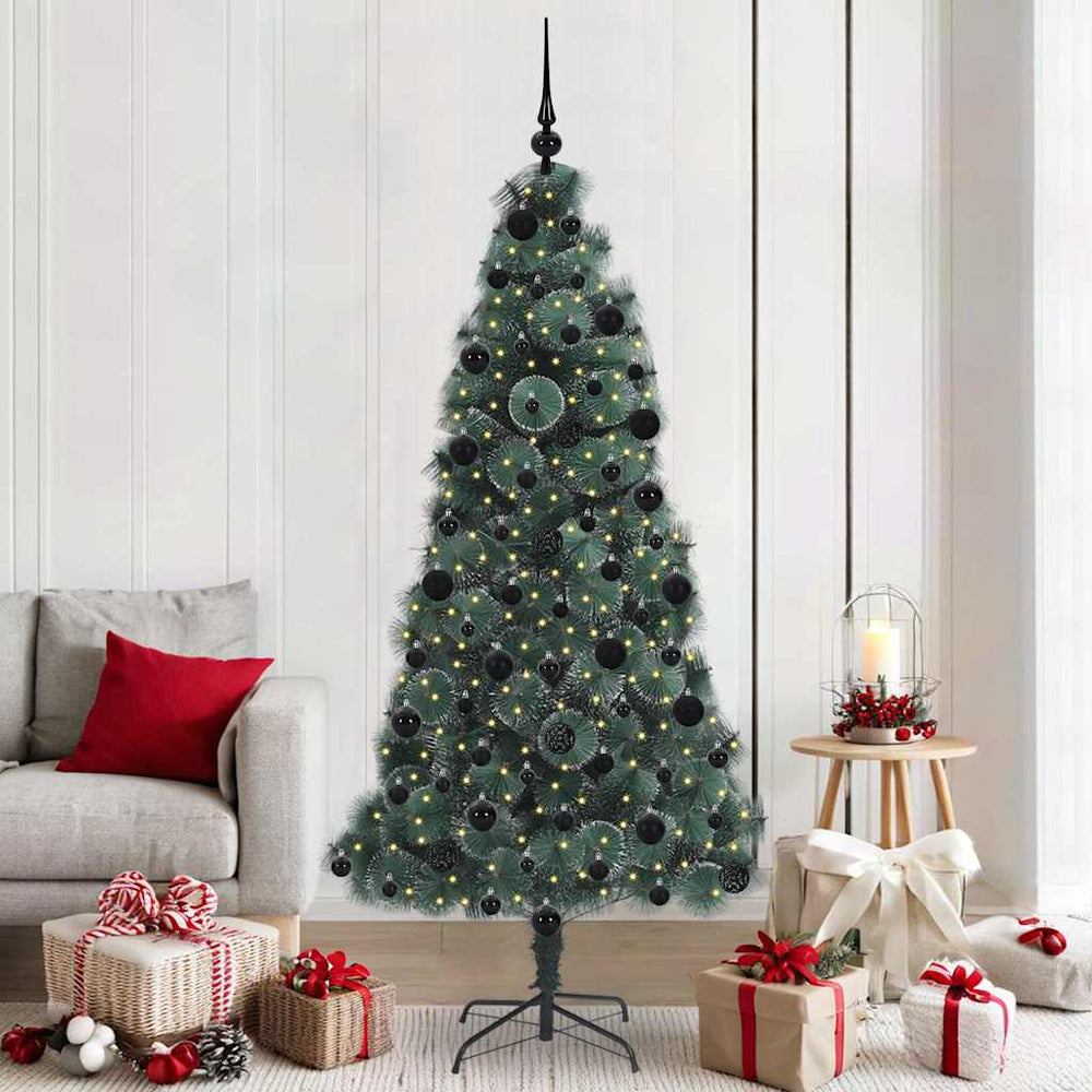 vidaXL Artificial Pre-lit Christmas Tree with Ball Set Green 210 cm