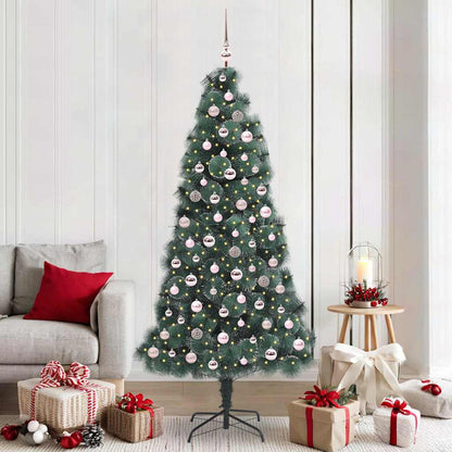 Artificial Pre-lit Christmas Tree with Ball Set Green 210 cm with LEDs &pink balls