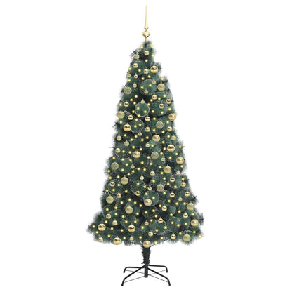 vidaXL Artificial Pre-lit Christmas Tree with Ball Set Green 210 cm 3