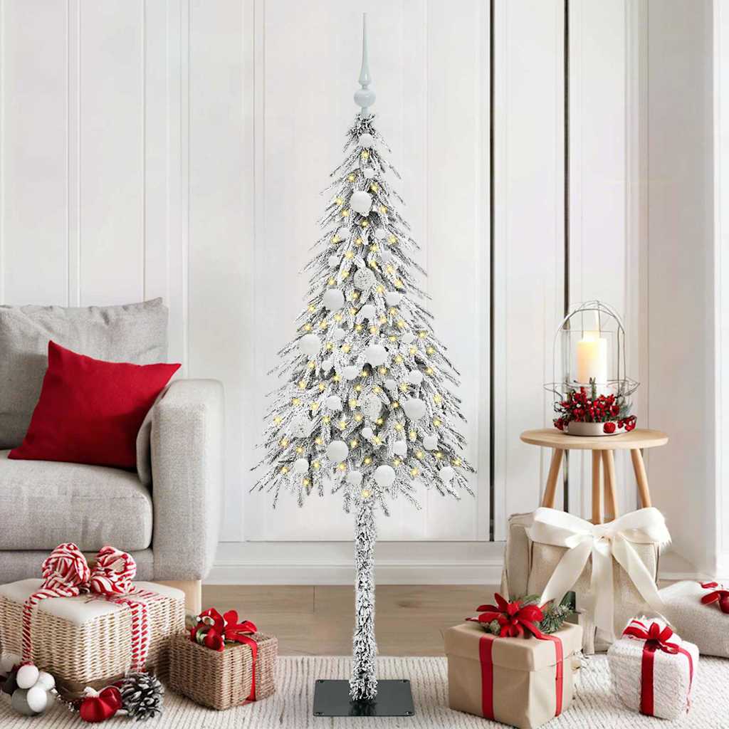 Christmas Tree White PE and Steel 150 cm with leds &white balls