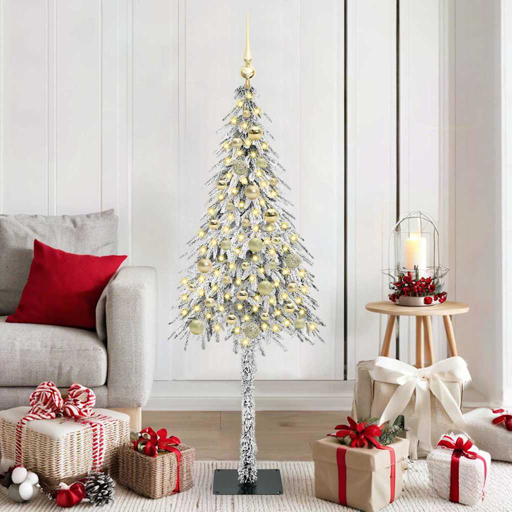 Christmas Tree White PE and Steel 150 cm with leds &gold balls
