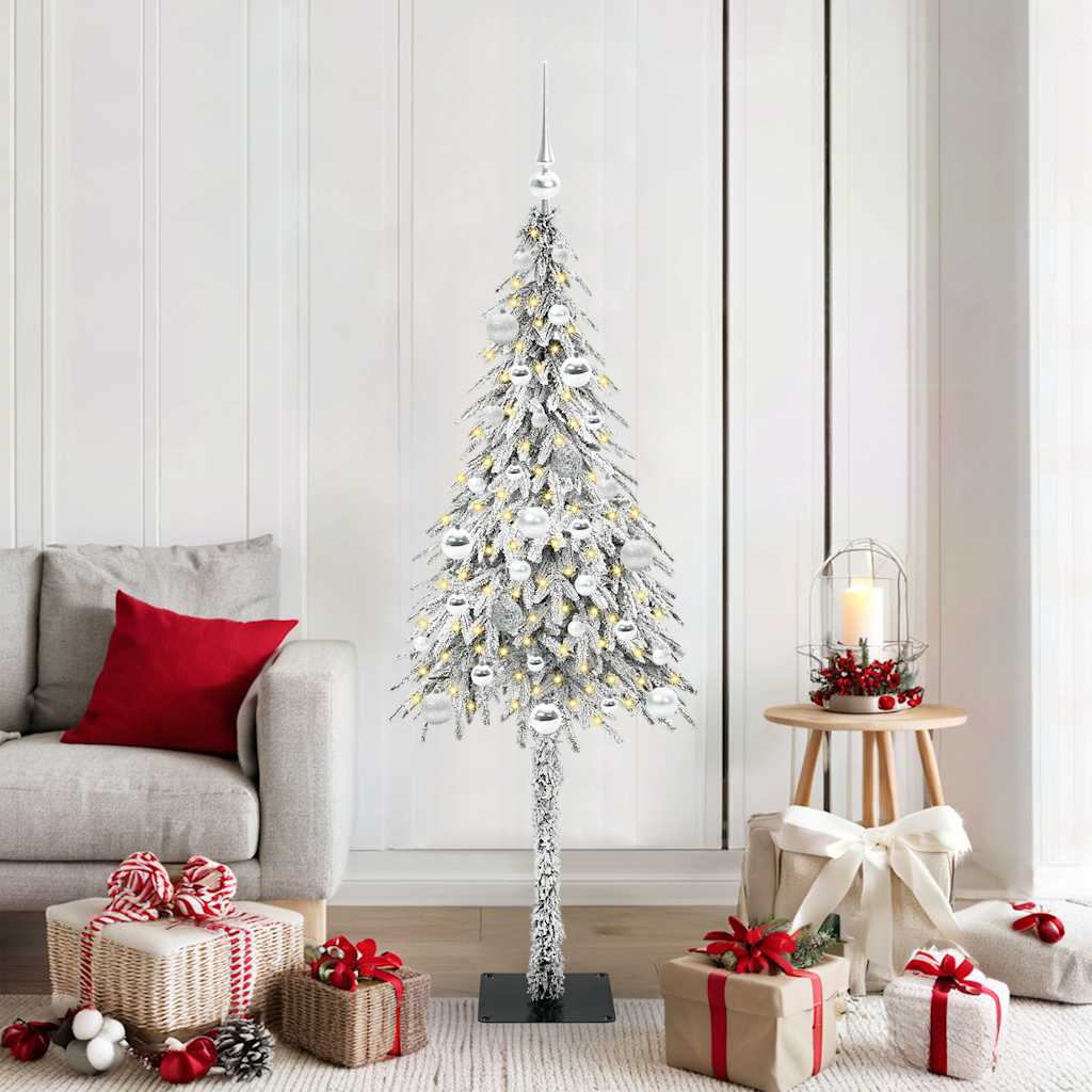 Christmas Tree White PE and Steel 150 cm with leds &silver balls