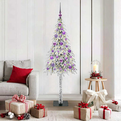 Christmas Tree White PE and Steel 150 cm with leds &lilac balls
