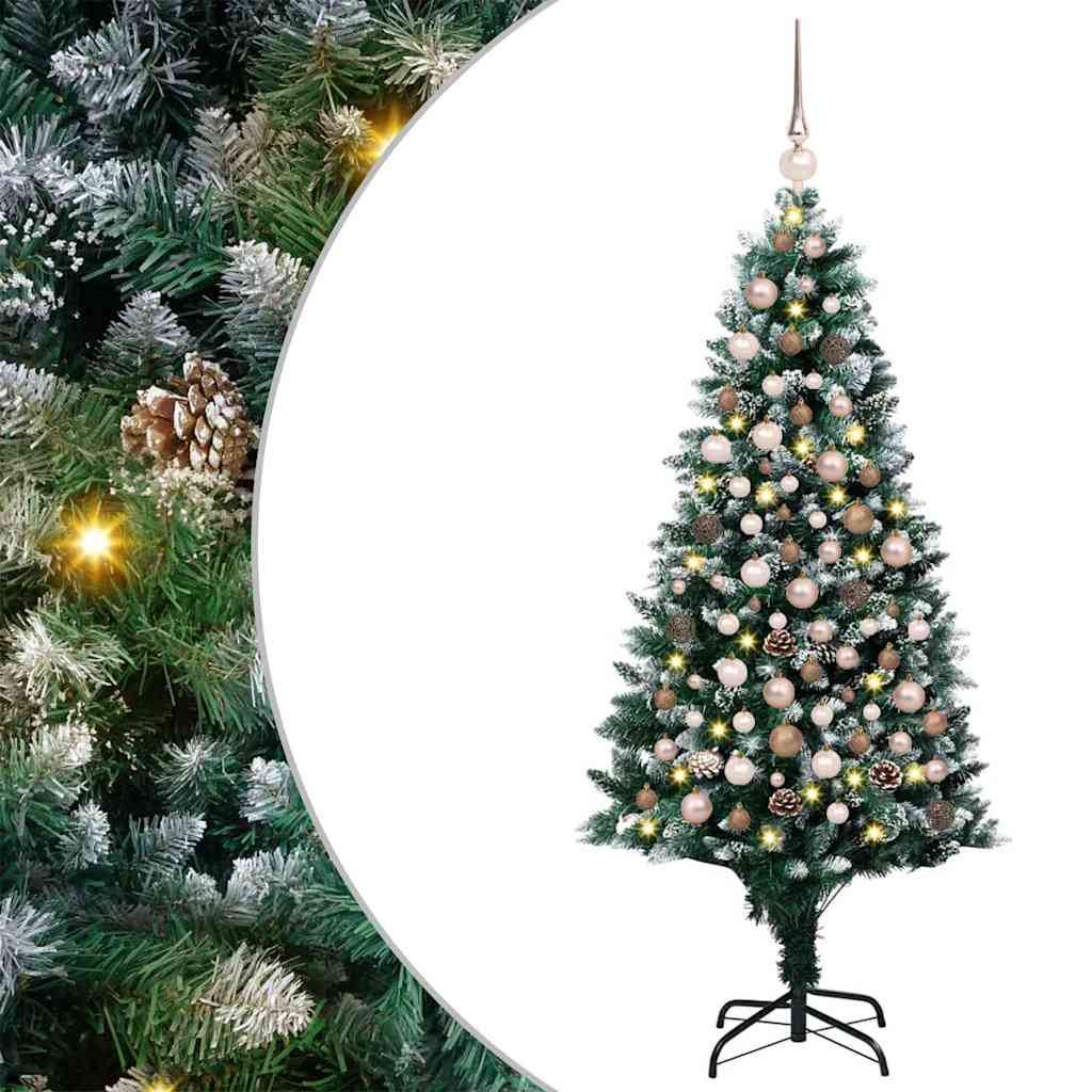 Artificial Christmas Tree Green 180 cm with 120 rose gold balls