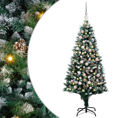 Artificial Christmas Tree Green 180 cm with 120 rose gold balls