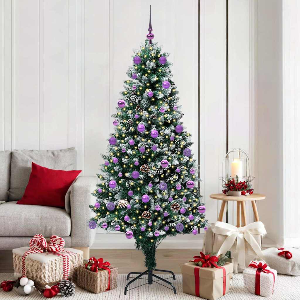 Artificial Christmas Tree Green 180 cm with 120 lilac balls