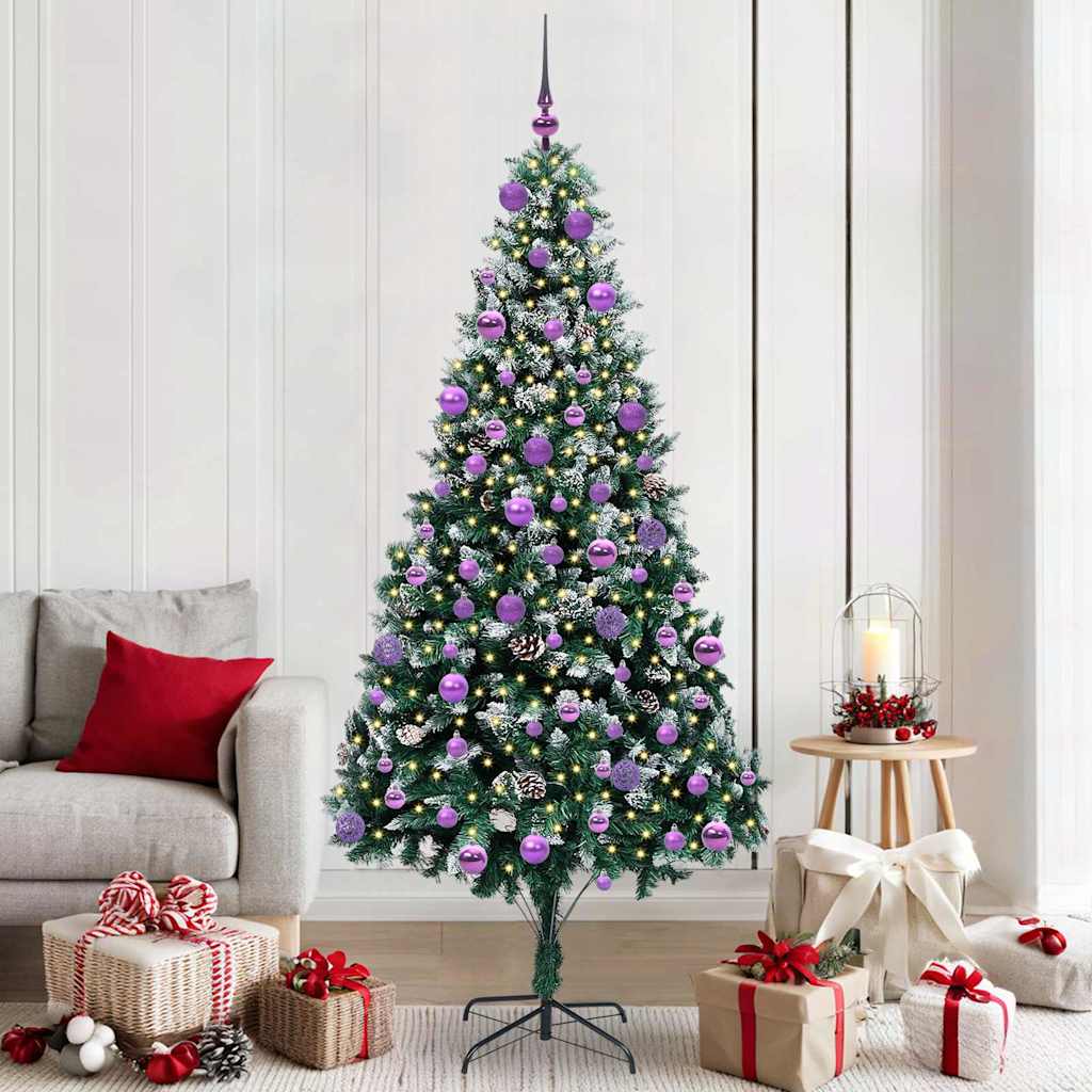 Artificial Christmas Tree Green 210 cm with 120 lilac balls