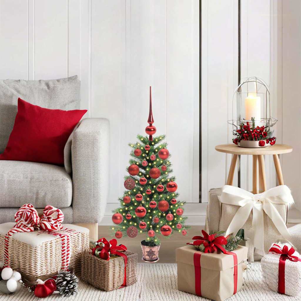 Christmas Tree Green 65 cm PE Length 45 cm with 61 red balls
