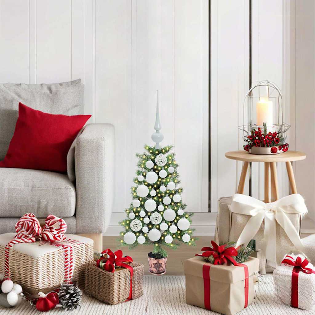 Christmas Tree Green 65 cm PE Length 45 cm with 61 white balls