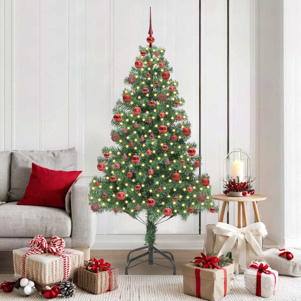 Christmas Tree PVC 180 cm Green with 300 LEDs&red balls