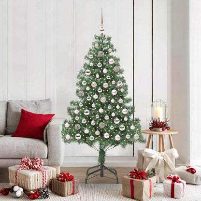 Christmas Tree PVC 180 cm Green with 300 LEDs&pink balls