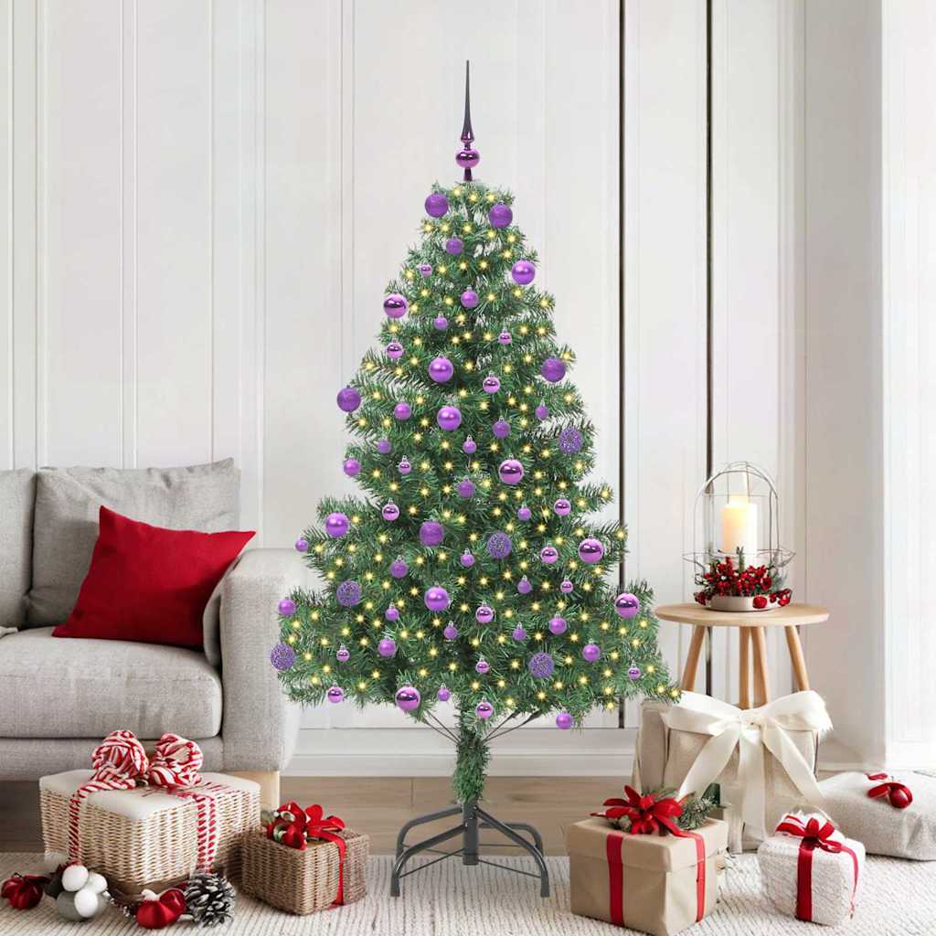 Christmas Tree PVC 180 cm Green with 300 LEDs&lilac balls