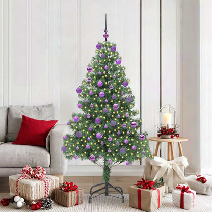 Christmas Tree PVC 180 cm Green with 300 LEDs&lilac balls