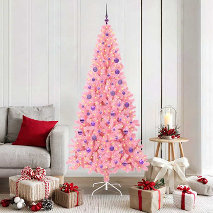 Christmas Tree PVC 180 cm Pink with 300 LEDs&lilac balls