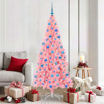 Christmas Tree PVC 180 cm Pink with 300 LEDs&blue balls