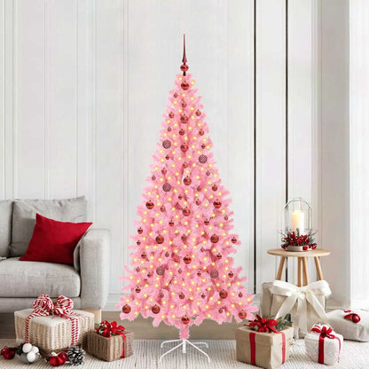 Christmas Tree PVC 210 cm Pink with 300 LEDs&red balls