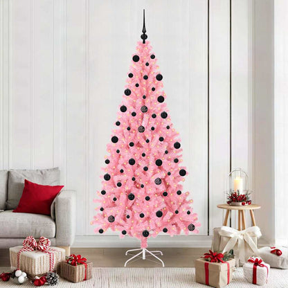 Christmas Tree PVC 210 cm Pink with 300 LEDs&black balls