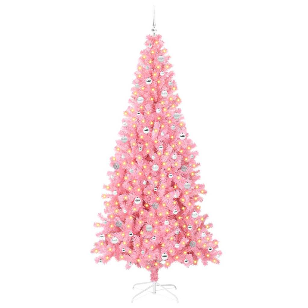 vidaXL Christmas Tree Pink 240 cm PVC 3