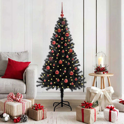 Christmas Tree PVC 150 cm Black with 150 LEDs&red balls