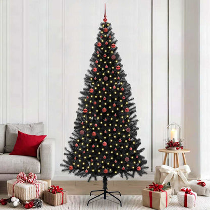 Christmas Tree PVC 240 cm Black with 300 LEDs&red balls