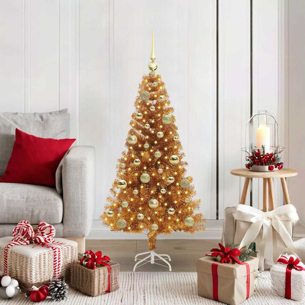 Christmas Tree PET 120 cm Gold with 150 LEDs&gold balls
