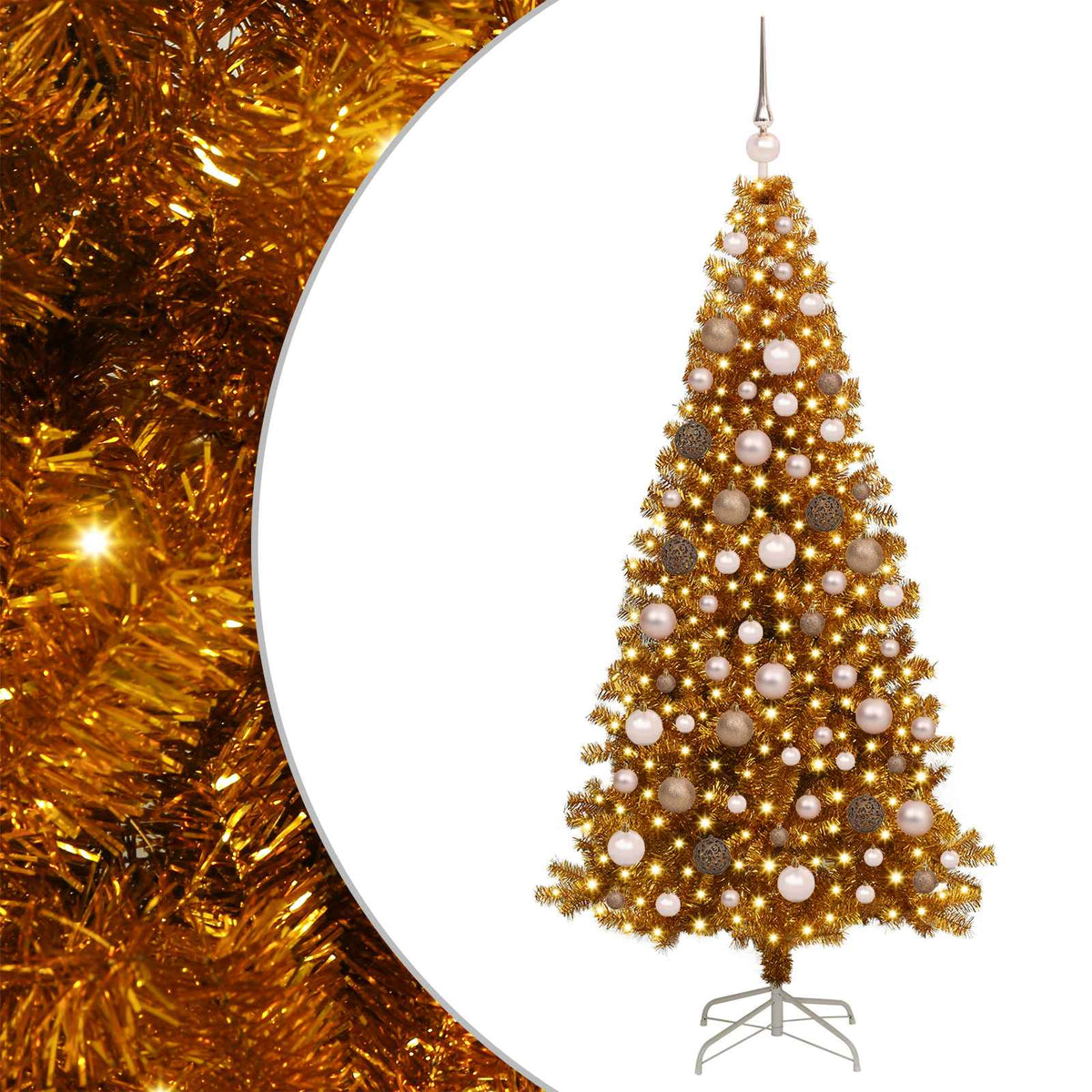 vidaXL Christmas Tree Gold 180 cm PET 2