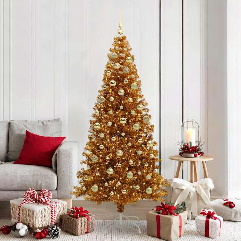Christmas Tree PET 180 cm Gold with 300 LEDs&gold balls