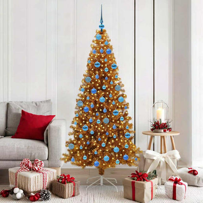 Christmas Tree PET 180 cm Gold with 300 LEDs&blue balls