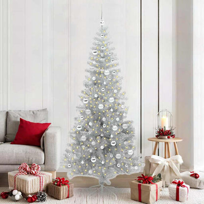 Christmas Tree PET 210 cm Silver with 300 LEDs&silver balls