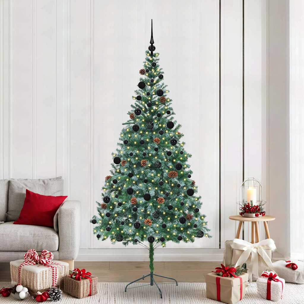 Artificial Christmas Tree Green 210 cm PVC and Steel with 120 black balls