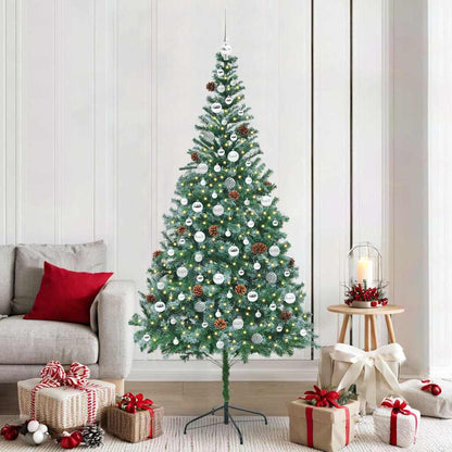Artificial Christmas Tree Green 210 cm PVC and Steel with 120 silver balls