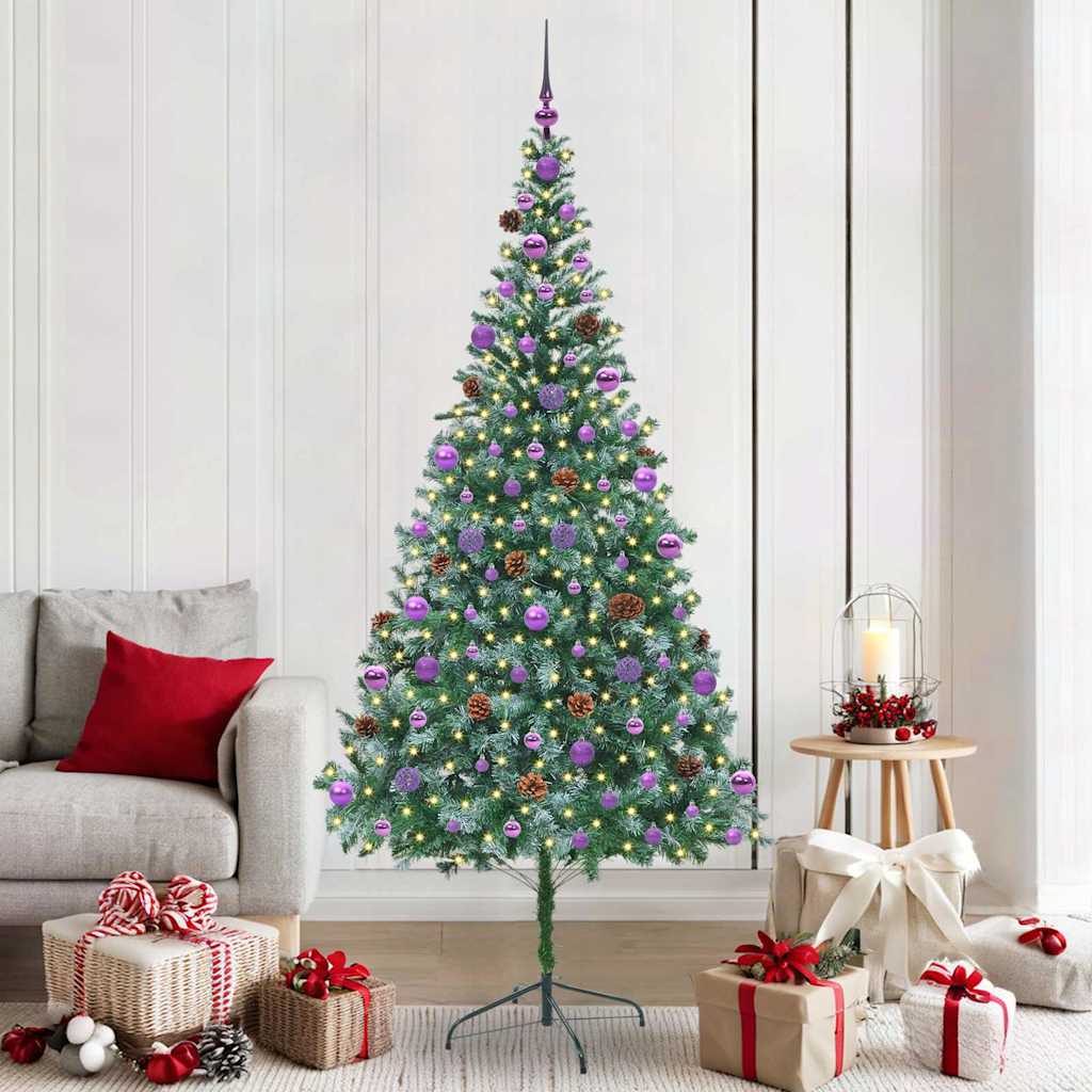 Artificial Christmas Tree Green 210 cm PVC and Steel with 120 lilac balls