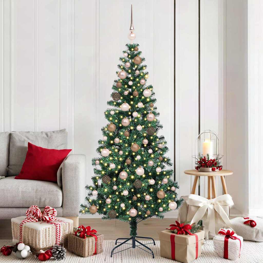 vidaXL Artificial Pre-lit Christmas Tree Green 180 cm PVC and Metal 1