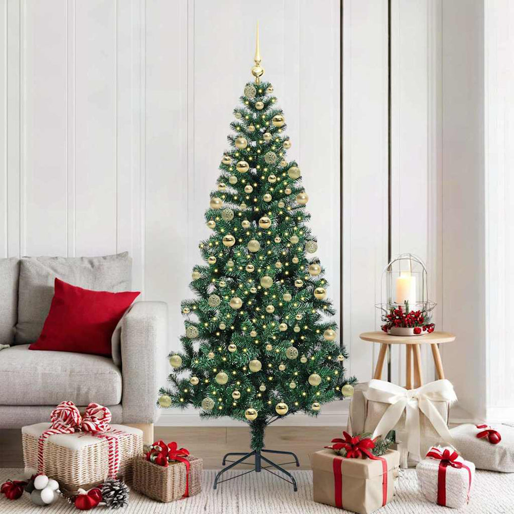 vidaXL Artificial Pre-lit Christmas Tree Green 180 cm PVC and Metal