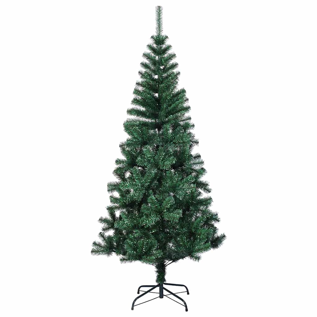 Artificial Pre-lit Christmas Tree Green PVC and Metal 210 cm with leds &white/grey balls